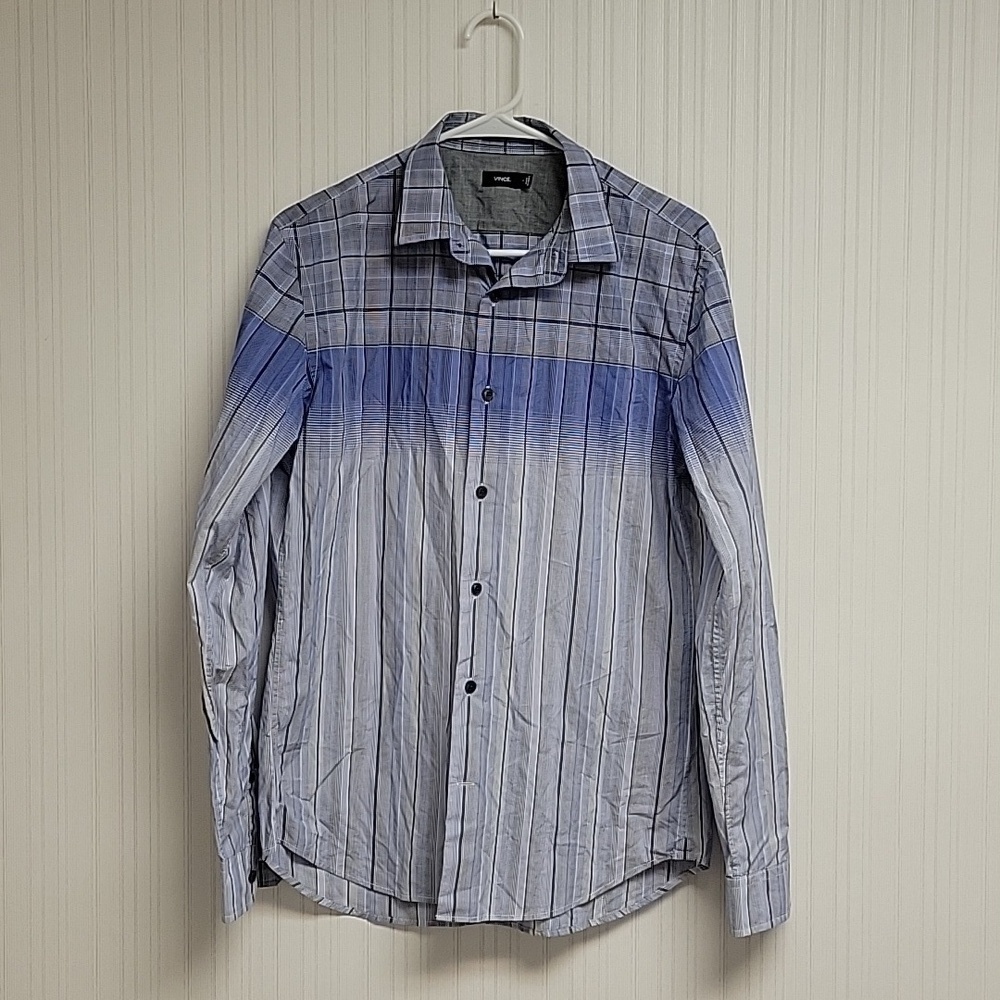 Vince long sleeve plaid cotton button down men's small office business